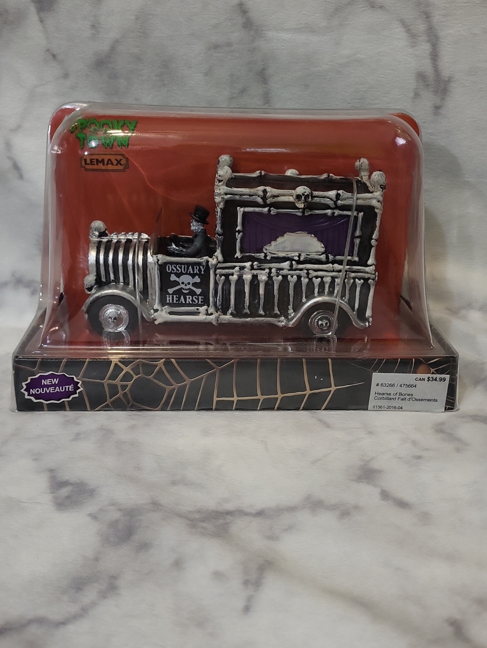 Lemax Ossuary Hearse Halloween Collectible - Black, White & Purple Accent